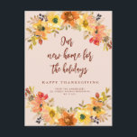 Carte Postale faire-part mobile à couronne florale<br><div class="desc">Annoncez votre nouvelle maison à votre famille et à vos amis avec cette carte de déplacement bon thanksgiving à couronne florale moderne</div>