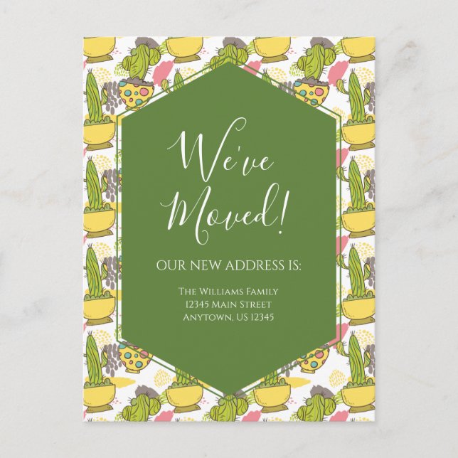 Carte Postale Faire-part mobile Poted Cactus Vert Jaune (Devant)