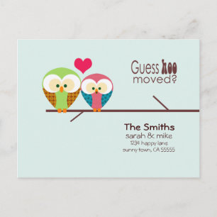 Carte Postale Faire-part Mod Owl - Annonce de déménagement