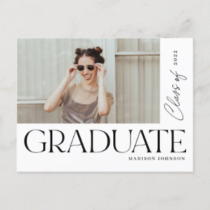 Carte Postale Faire-part Modern Bold Type Graduate Graduate Graduate Photo