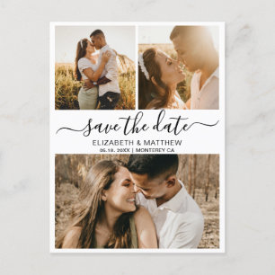 Carte Postale Faire-part Modern Chic Script Photo Collage Enregistrer La Da