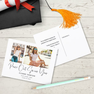 Carte Postale Faire-part Modern Peace Out 2 Script Photo 2022 Graduation An