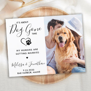Carte Postale Faire-part Modern Photo Funny Pet Wedding Dog Save The Date