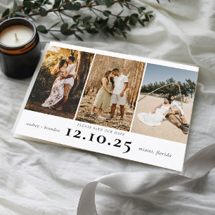 Carte Postale Faire-part Modern Save the Date 3 Photo Collage