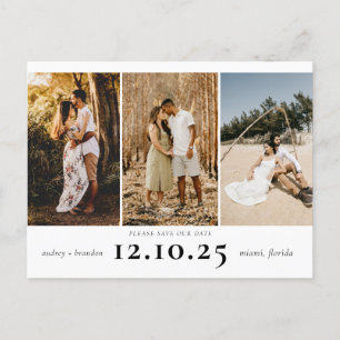 Carte Postale Faire-part Modern Save the Date 3 Photo Collage