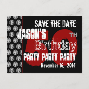 Carte Postale Faire-part Modern Save the Date 50th Birthday Party R203
