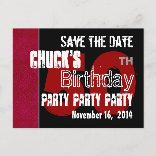 Carte Postale Faire-part Modern Save the Date 50th Birthday Party R203C (Devant)