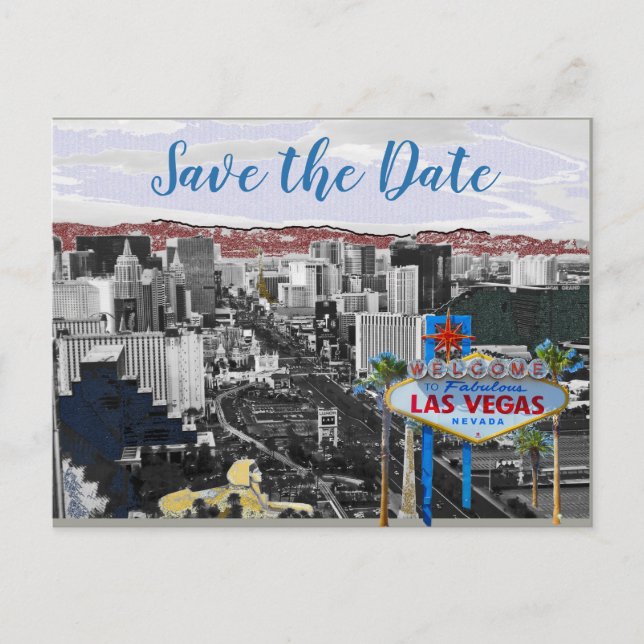 Carte Postale Faire-part Modern Save the Date Las Vegas Mariage (Devant)
