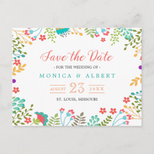Carte Postale Faire-part Moderne Chic Floral Enregistrer la date