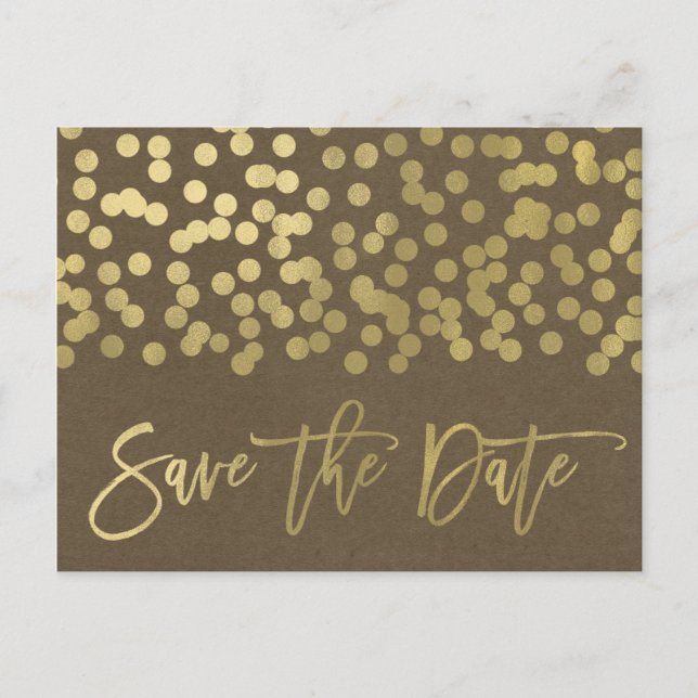 Carte Postale Faire-part Moderne Chic Rustique Kraft Or Save the Date (Devant)