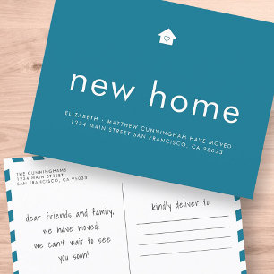 Carte Postale Faire-part Moderne couleur vive Minimaliste Nouvelle maison