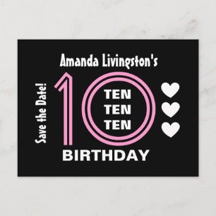 Carte Postale Faire-part Moderne Enregistrer la date 10e anniversaire fête
