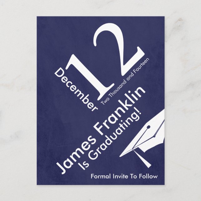 Carte Postale Faire-part Moderne Enregistrer La Graduation Date (Devant)