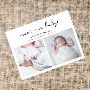 Carte Postale Faire-part Moderne Faisons Connaissance avec Notre Bébé 2 Col