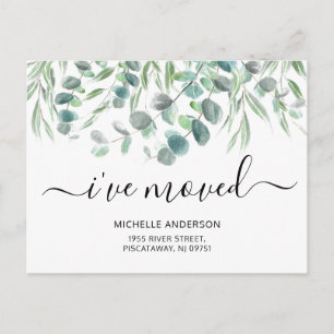 Carte Postale Faire-part Moderne J'ai déplacé Eucalyptus Botanique Déménage