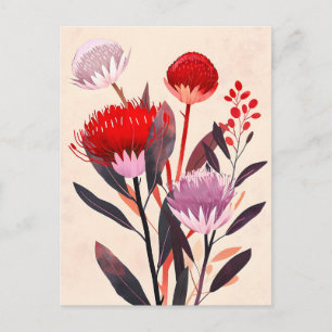 Carte Postale Faire-part Moderne Minimaliste Boho Floral Botanique