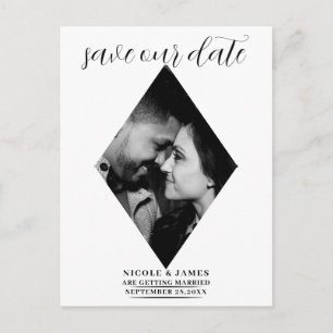 Carte Postale Faire-part Moderne Minimaliste Diamant Photo Mariage Date à S