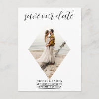 Moderne Minimaliste Diamant Photo Mariage Date à S
