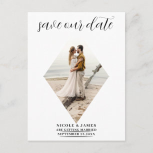 Carte Postale Faire-part Moderne Minimaliste Diamant Photo Mariage Date à S