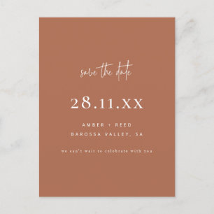 Carte Postale Faire-part Moderne Minimaliste Écriture Cuivre Save The Date