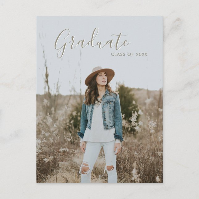 Carte Postale Faire-part Moderne Pays Chic Editable Photo Graduation (Devant)