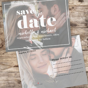 Carte Postale Faire-part Moderne Photo Typographie Gras Simple Minimaliste