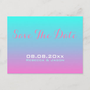 Carte Postale Faire-part moderne rose turquoise ombre mariage enregistrer l