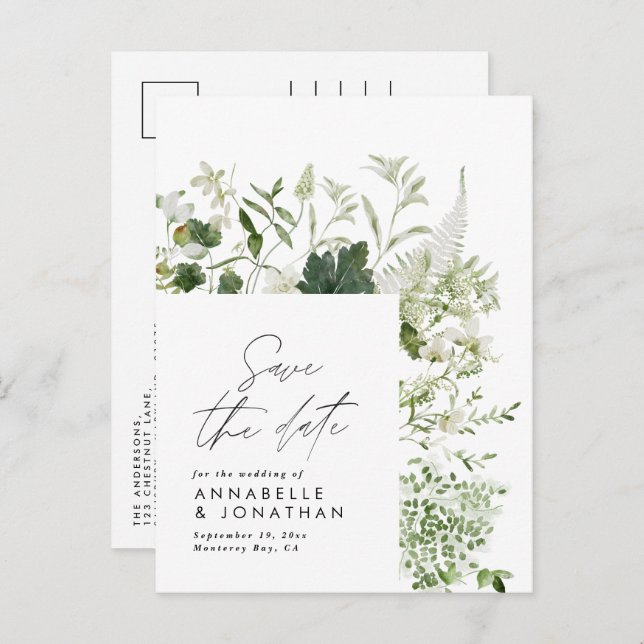 Carte Postale Faire-part Moderne rustique botanique élégant vert eucalyptus (Devant / Derrière)