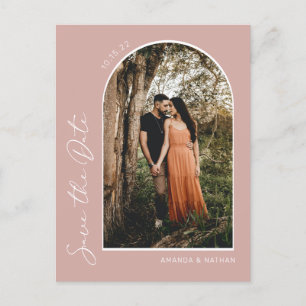 Carte Postale Faire-part Moderne Simple Élégant Rose Bleu Élégant Enregistr