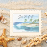 Carte Postale Faire-part Moderne Tropical Ocean Beach Script Enregistrer la<br><div class="desc">Modern Tropical Ocean Beach Script Enregistrer la date Annonce Carte postale Mariage - Annoncez votre date de mariage avec notre faire-part d'invitation à la plage d'aquarelle élégant avec une magnifique aquarelle scène de plage tropicale. Une plage de sable chaud avec une eau turquoise et des palmiers décorés de lampes à...</div>