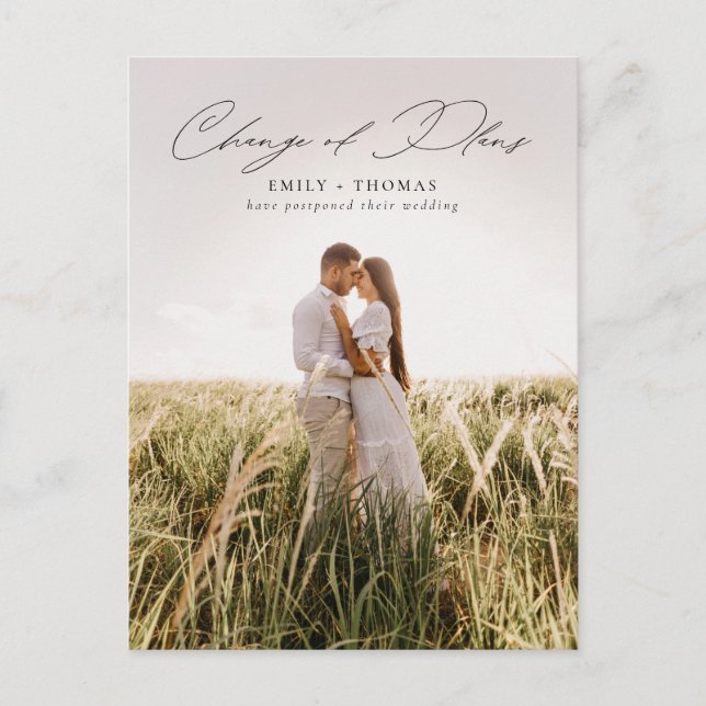 Carte Postale Faire-part Modification des plans| Report complet du Mariage  (Devant)