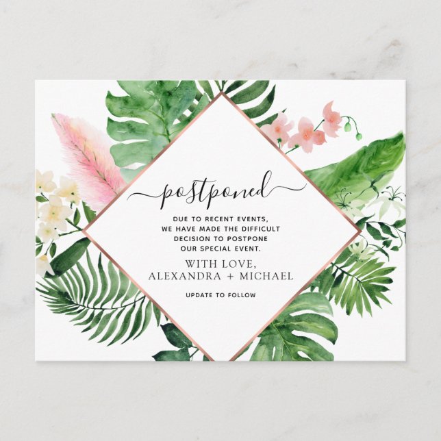 Carte Postale Faire-part Modifier la date de report des palmes tropicales (Devant)