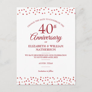 Carte Postale Faire-part Modifier la date du 40e anniversaire de l'Mariage