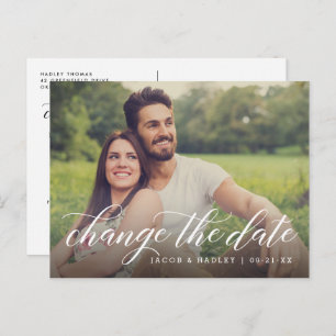 Carte Postale Faire-part Modifier la date Moderne Calligraphie Mariage phot