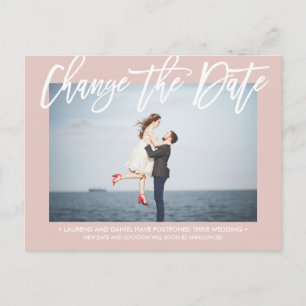 Carte Postale Faire-part MODIFIER LA DATE Photo de calligraphie Chic Dusty 