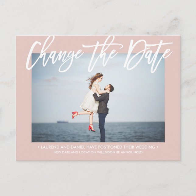 Carte Postale Faire-part MODIFIER LA DATE Photo de calligraphie Chic Dusty  (Devant)