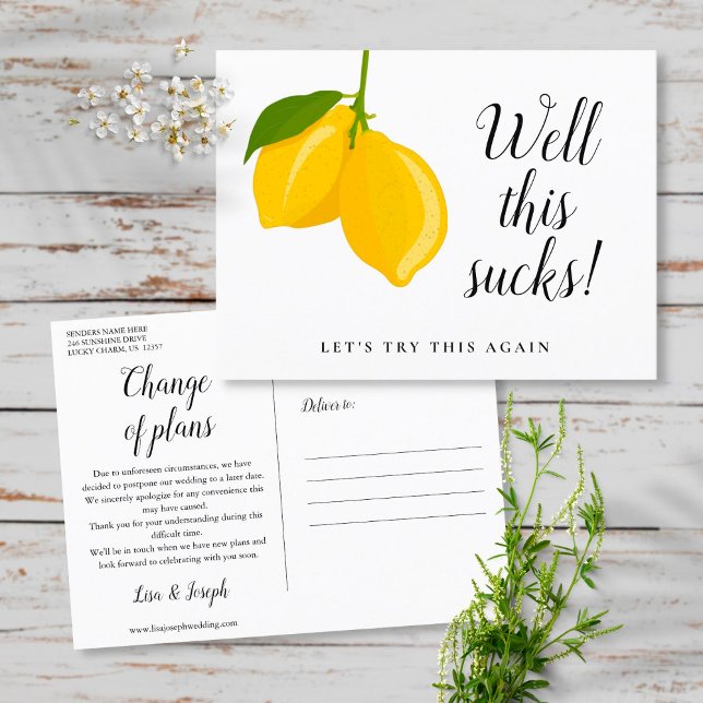 Carte Postale Faire-part Modifier l'événement Date reportée annulée (Créateur téléchargé)