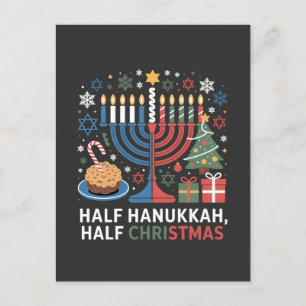 Carte Postale Faire-part Moitié Noël, moitié Hanukka, Christmukkah drôle 