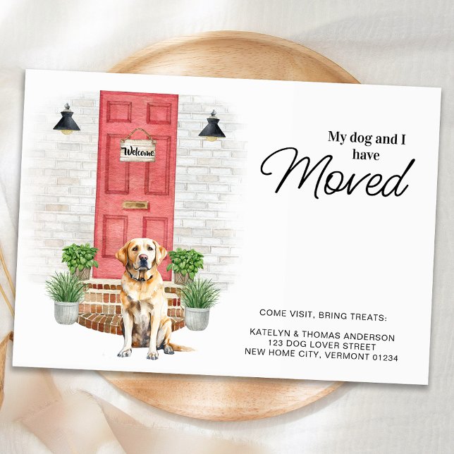 Carte Postale Faire-part Mon chien et moi avons déménagé le Labrador jaune  (Créateur téléchargé)