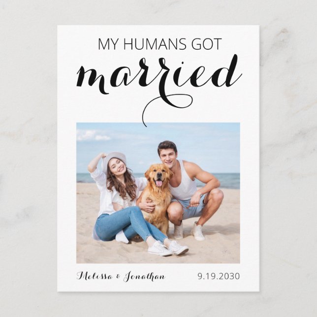 Carte Postale Faire-part Mon Humain A Été Marié Chien Mariage Elopement (Devant)