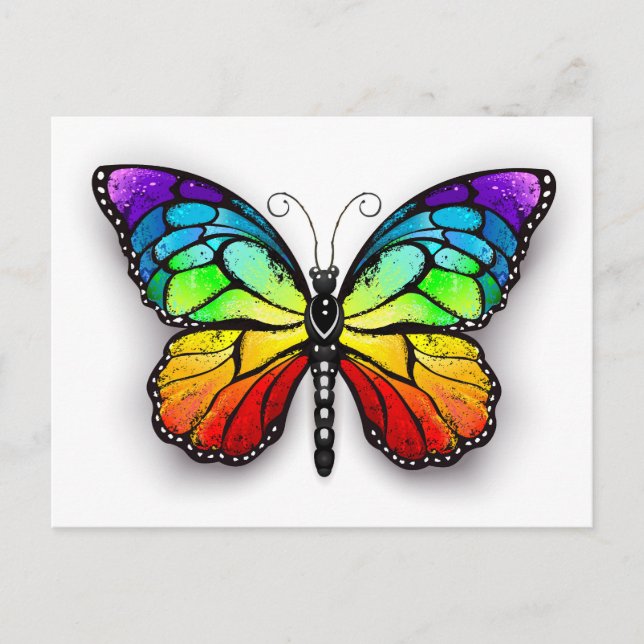Carte Postale Faire-part Monarque papillon arc-en-ciel (Devant)