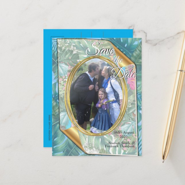 Carte Postale Faire-part Monde d'Imaginaires lunaires avec une saveur tropi (Devant/Arrière en situation)