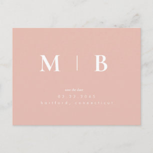 Carte Postale Faire-part Monogramme Contemporain Simple Save the Date en pê