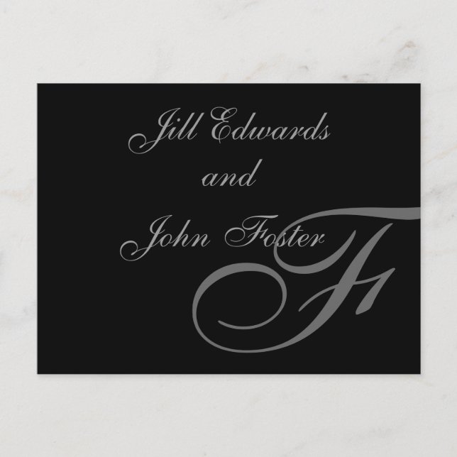 Carte Postale Faire-part Monogramme Enregistrer la date de l'annonce (Devant)