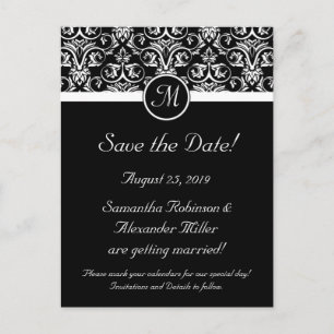 Carte Postale Faire-part Monogramme noir grand insignia Enregistrer la date