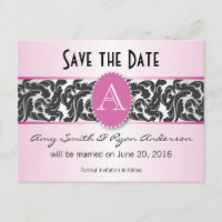 Monogramme rose et noir vintage enregistrer la dat