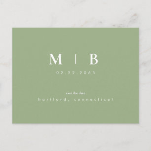 Carte Postale Faire-part Monogramme simple et élégant Sage III Enregistrer
