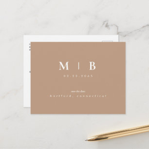 Carte Postale Faire-part Monogramme simple Neutre Enregistrer la date Annon