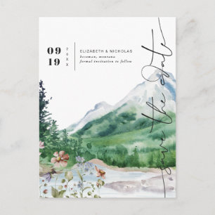 Carte Postale Faire-part Montagne de fleurs sauvages à l'aquarelle   Enregi