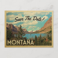 Montana Enregistrer La Date Vintage Glacier Park L